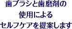 歯ブラシと歯磨剤の使用によるセルフケアを提案します